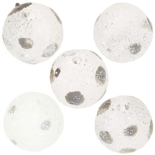 Hand Painted Grey Dot 10mm Round Frosted Glass Bead PK5
