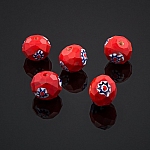 Red Faceted Rondelle Millefiori Glass Beads 10mm PK5