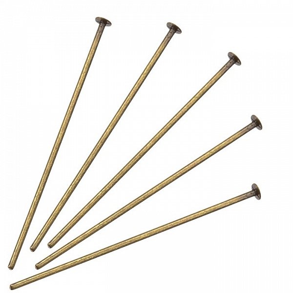 Flat Head Soft Antique Gold Plated Headpins (1 inch) PK50