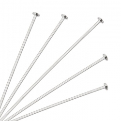 Flat Head Hard Silver Plated Headpins (2 inch) 50mm PK50