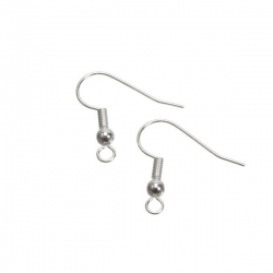 Silver Plated Fish Hook Ball & Spring Earwires 20mm 10 Pairs