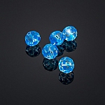Handpainted Blue Dot Faceted Clear 10mm Glass Beads PK5