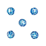 Handpainted Blue Dot Faceted Clear 10mm Glass Beads PK5
