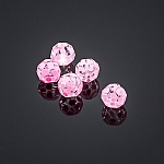 Clear Round Faceted Pink Spotted 10mm Glass Beads PK5