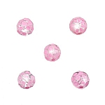 Clear Round Faceted Pink Spotted 10mm Glass Beads PK5