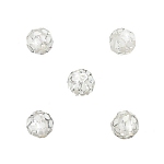 Clear Round Faceted White Spotted 10mm Glass Beads PK5