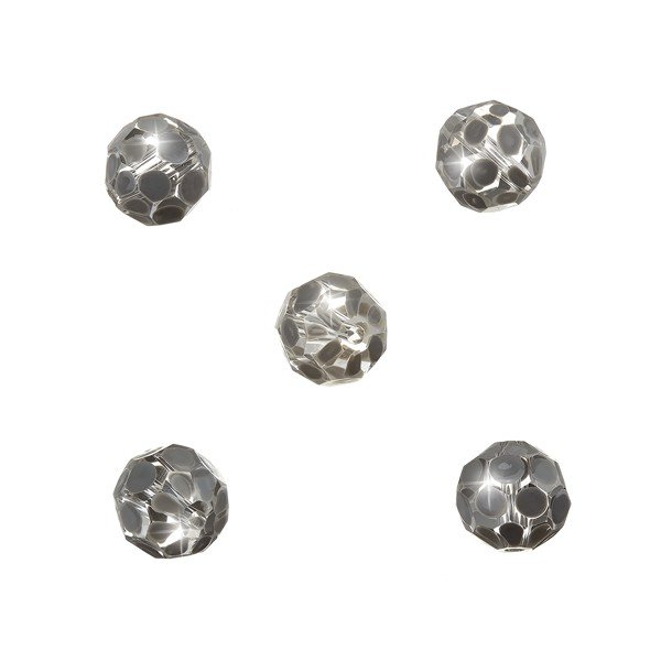 Grey Spotted Hand Painted 10mm Faceted Glass Beads PK5