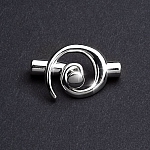 Shiny Silver Plated Kumihimo Swirl Toggle Clasp 3.2mm