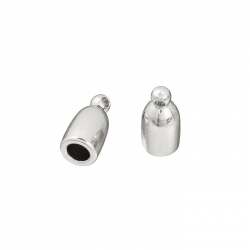Bullet Style Silver Plated Kumihimo Cord End Cap 3mm
