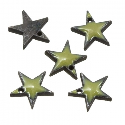 Green Enamelled Antique Silver Metal Star Charm Pendant