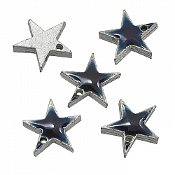 Blue Enamelled Antique Silver Metal Star Charm 18mm PK5