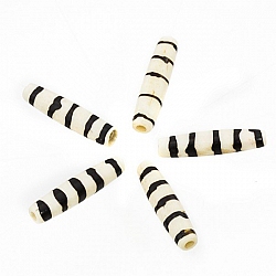 Natural Bone Hairpipe Tube Beads With Brown Stripes 24x5mm PK5