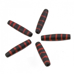 Black Bone Safari Hairpipe Tube Bead With Red Stripe 24x5mm Pack of 5