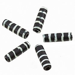 Dark Brown White Striped Hairpipe Bone Beads 25mm PK5