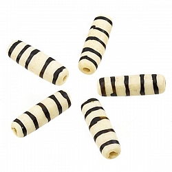 Brown Striped Cream Hairpipe Bone Tube Beads 25mm PK5