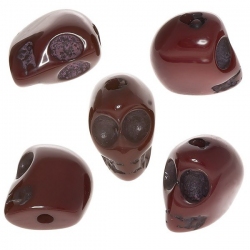 Red Brown Acrylic Resin Gothic Skull Beads 16mm PK5