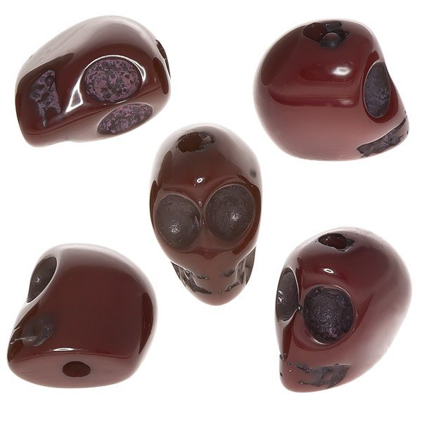 Red Brown Acrylic Resin Gothic Skull Beads 16mm PK5