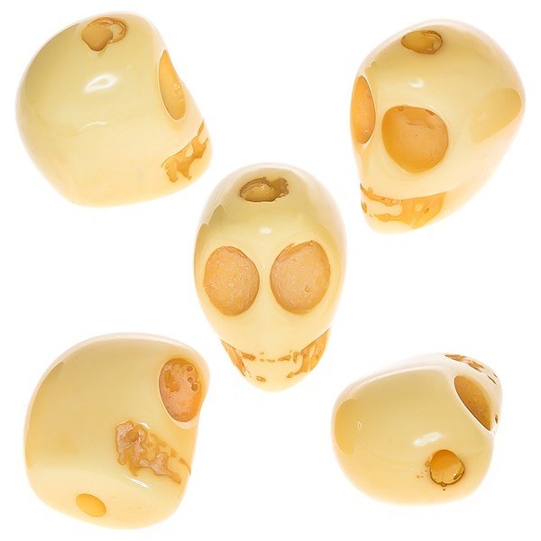 Yellow Resin Acrylic Gothic Skull Bead 19mm PK5