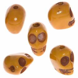 Light Brown Acrylic Resin Skull Bead 16mm PK5