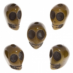 Brown Acrylic Resin Gothic 3D Skull Beads 13x16mm PK5