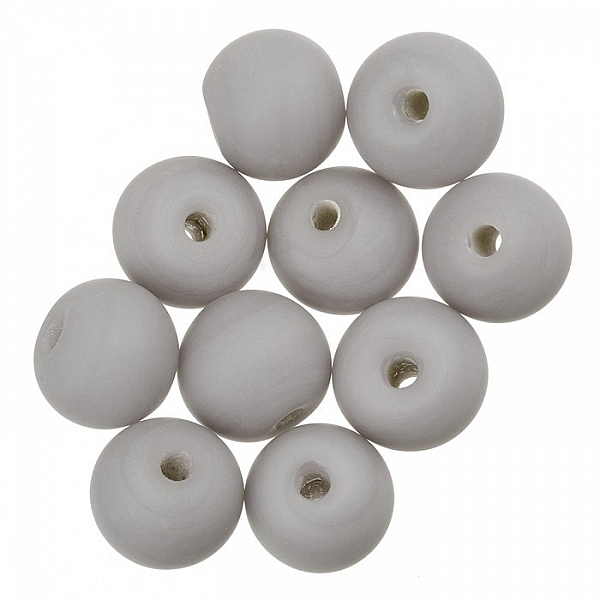 Transparent Frosted Grey Round Glass Beads (10mm) PK10