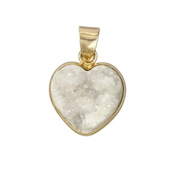 White Druzy 16mm Heart Shaped Pendant Gold Plated (PK1)