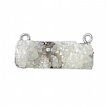 Druzy White Rectangle Connector Charm Black Plated 30mm