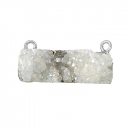 Druzy White Rectangle Connector Charm Black Plated 30mm