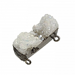 Druzy White Rectangle Connector Charm Black Plated 30mm
