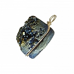 Druzy Wire Wrap Pendant Electroplated Peacock (16x20mm)
