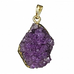 Amethyst Druzy Quartz Pendant Gold Plated (20x30mm) PK1