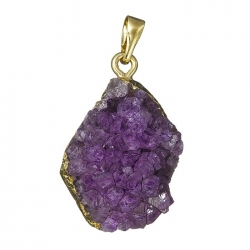 Amethyst Druzy Quartz Pendant Gold Plated (20x30mm) PK1