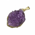 Amethyst Druzy Quartz Pendant Gold Plated (20x30mm) PK1