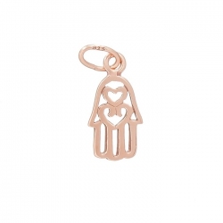14x7mm Rose Gold Vermeil Hamsa Hand Charm 6mm Loop Pack of 1