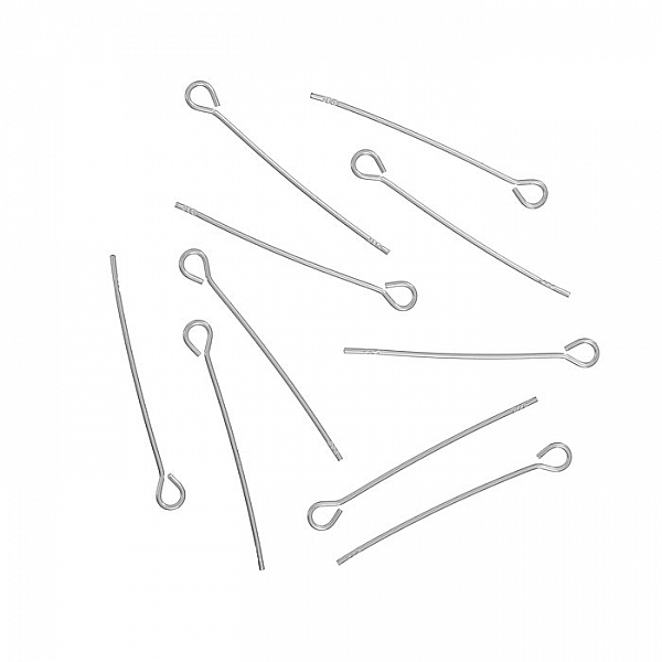Sterling Silver 925 Eyepins 0.6mm Dia. 3/4" (20mm) PK10