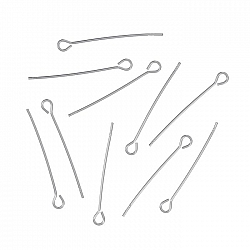 Sterling Silver 925 Eyepins 0.73mm Dia 1.25" (31mm) PK10