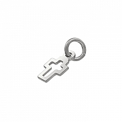 Sterling Silver Small Cut Out Cross Charm With Bail 8x5mm