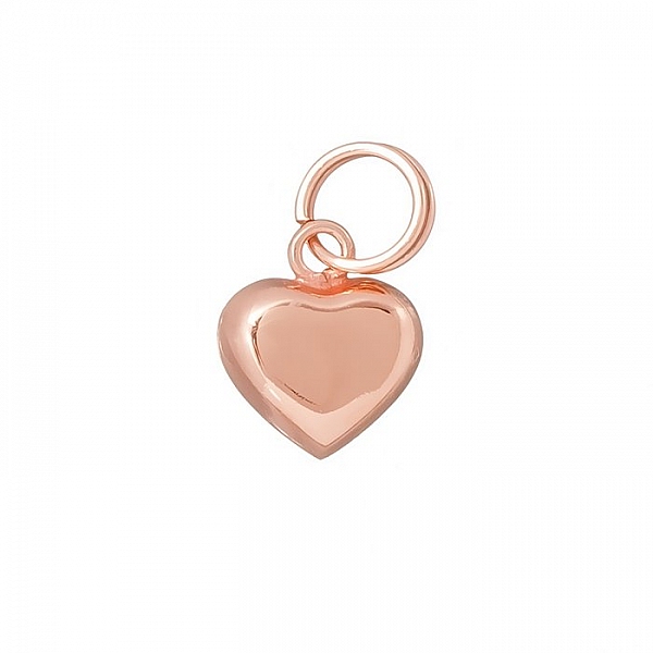 9mm Rose Gold Vermeil Heart Pendant With 6mm Loop (PK1)