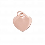 Rose Gold Vermeil 13mm Flat Heart Charm With 5mm Loop