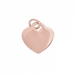 Rose Gold Vermeil 13mm Flat Heart Charm With 5mm Loop