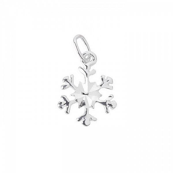 Sterling Silver 925 Small Snowflake Charm Pendant 14mm