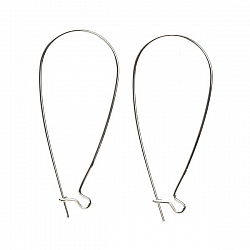 Sterling Silver 925 Long Kidney Ear Wires 45mm 1 Pair