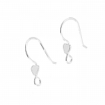 Sterling Silver 925 Fish Hook Ear Wire With Heart 20mm Sterling Silver 925 Fish Hook Ear Wire With Heart 20mm