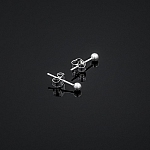STS 925 Ear Stud With Ball And Butterfly Scroll 10mm 1 Pair