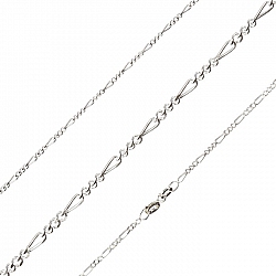Sterling Silver Finished Figaro Necklace Chain 18"