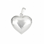 925 Sterling Silver Puffed Heart Pendant With Bail 18mm