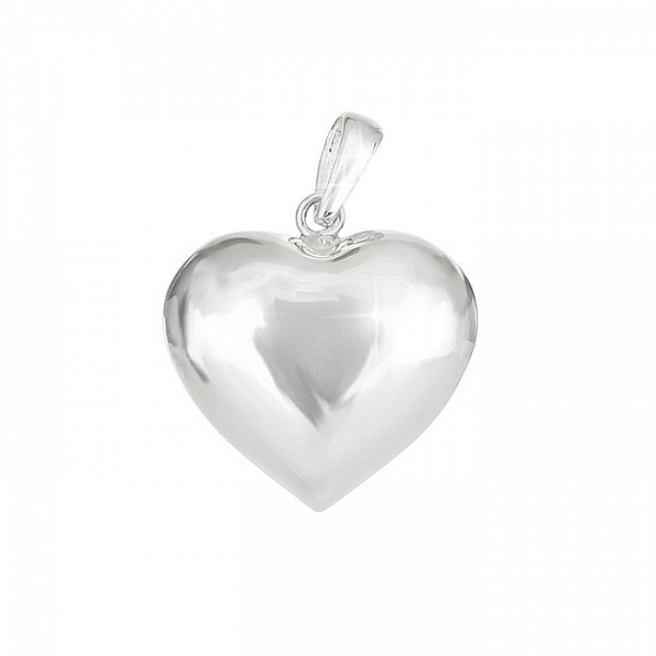 925 Sterling Silver Puffed Heart Pendant With Bail 18mm