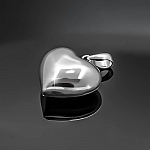 925 Sterling Silver Puffed Heart Pendant With Bail 18mm