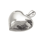 925 Sterling Silver Puffed Heart Pendant With Bail 18mm