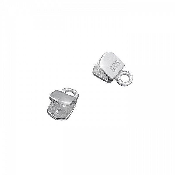 Sterling Silver 4mm U-Shape Ribbon Cord End Clamps PK2